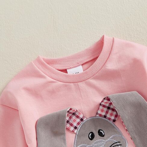 FIOMVA Baby Boy Girl Easter Outfit Infant Bunny Bubble Romper Oversized Sweatshirt Newborn Bodysuit Top Spring Clothes in Saudi Arabia