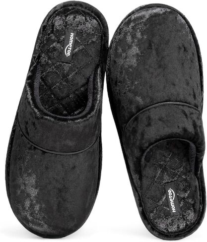 HomeTop Women's Luxury Diamond Velvet Memory Foam Scuff Slipper with Lightweight Rubber Sole in Saudi Arabia