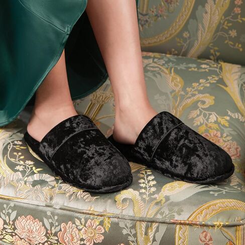 HomeTop Women's Luxury Diamond Velvet Memory Foam Scuff Slipper with Lightweight Rubber Sole in Saudi Arabia
