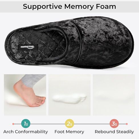 HomeTop Women's Luxury Diamond Velvet Memory Foam Scuff Slipper with Lightweight Rubber Sole in Saudi Arabia