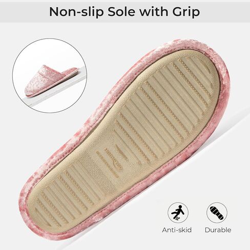 HomeTop Women's Luxury Diamond Velvet Memory Foam Scuff Slipper with Lightweight Rubber Sole in Saudi Arabia