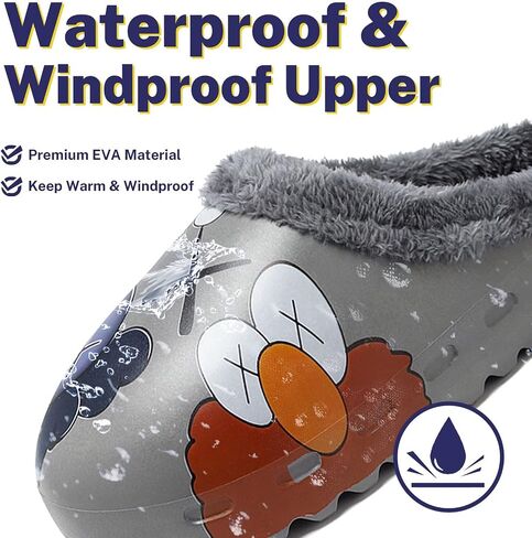 Mukinrch Slippers for Women Men House Slippers, Furry Slides House Shoes EVA Waterproof Soft Plush Bedroom Clogs Indoor Outdoor Slippers in Saudi Arabia
