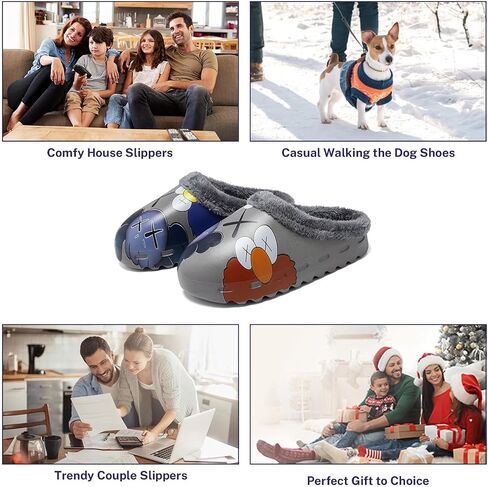 Mukinrch Slippers for Women Men House Slippers, Furry Slides House Shoes EVA Waterproof Soft Plush Bedroom Clogs Indoor Outdoor Slippers in Saudi Arabia