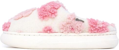 Sugar Women's Fuzzy Slippers – Cozy Indoor Flat Slides for Ladies with Smile Face or Floral Design in Kuwait