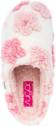 Sugar Women's Fuzzy Slippers – Cozy Indoor Flat Slides for Ladies with Smile Face or Floral Design in Kuwait