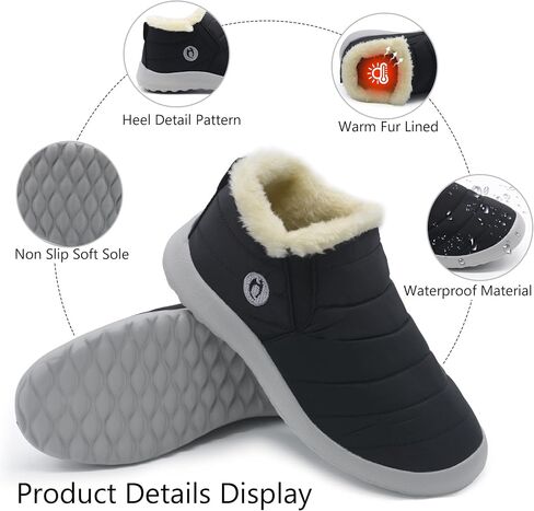 Winter Boots for Women Lightweight Comfortable Plush Waterproof Stylish Solid Color Ladies Ankle Shoes in Saudi Arabia