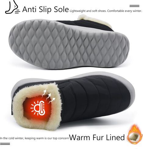 Winter Boots for Women Lightweight Comfortable Plush Waterproof Stylish Solid Color Ladies Ankle Shoes in Saudi Arabia