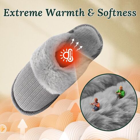 HUXMEYSON Slippers for Women Fuzzy Warm Memory Foam Womens Slippers, Cozy House Slippers Indoor Outdoor with Plush Lining & Non-Slip Sole in Saudi Arabia