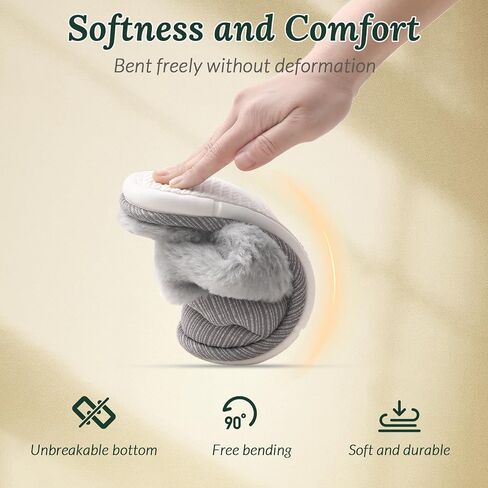 HUXMEYSON Slippers for Women Fuzzy Warm Memory Foam Womens Slippers, Cozy House Slippers Indoor Outdoor with Plush Lining & Non-Slip Sole in Saudi Arabia