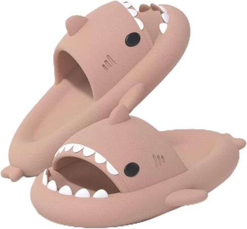 SHARK SLIDES SINGERANCE UPGRAND SUMMER CARTON CARON CARON SHARK SLIPPERS للنساء رجال غير قابلة للانزلاق مفتوحًا في صندل خفيف الوزن وحيد غير رسمي للجنسين in Saudi Arabia