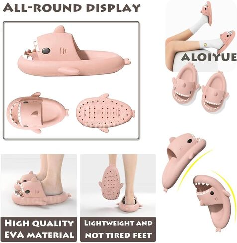 SHARK SLIDES SINGERANCE UPGRAND SUMMER CARTON CARON CARON SHARK SLIPPERS للنساء رجال غير قابلة للانزلاق مفتوحًا في صندل خفيف الوزن وحيد غير رسمي للجنسين in Saudi Arabia