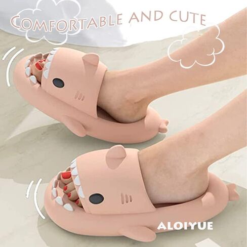 SHARK SLIDES SINGERANCE UPGRAND SUMMER CARTON CARON CARON SHARK SLIPPERS للنساء رجال غير قابلة للانزلاق مفتوحًا في صندل خفيف الوزن وحيد غير رسمي للجنسين in Saudi Arabia
