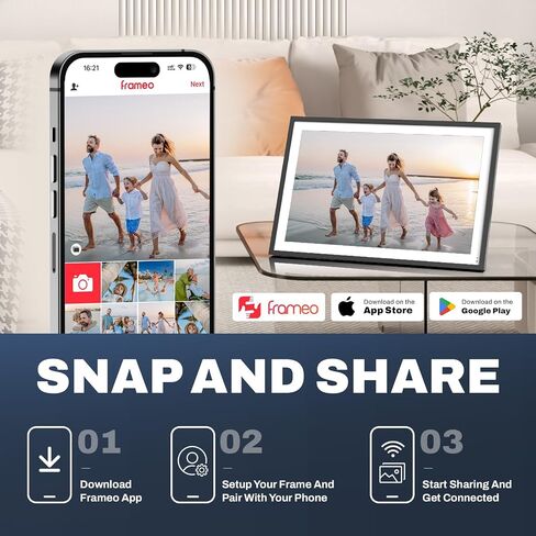 Frameo 16 Inch FHD Large Digital Picture Frame WiFi with Bluetooth Speaker, 64GB Extra Large Electronic Photo Frame Touchscreen, Instantly Share Photos/Videos via App & Email Gift for Mom Christmas in Saudi Arabia