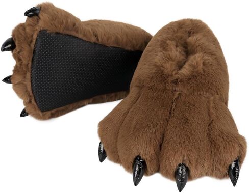 QinRuan Monster Paw Slippers, Fuzzy Animal Claw Comfortable Warm Plush Bear Paw Shoes in Saudi Arabia