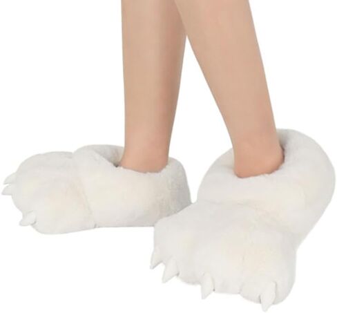 QinRuan Monster Paw Slippers, Fuzzy Animal Claw Comfortable Warm Plush Bear Paw Shoes in Saudi Arabia