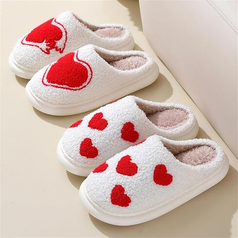 Platform Slippers Women Valentines Fuzzy House Slipper Fluffy Shoes Furry Heart Coquette Soulmate Memory Foam Thick Sole Slip-on Bedroom in Saudi Arabia