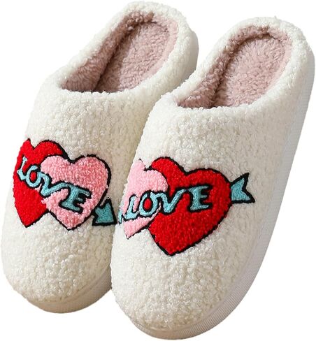 Slippers Women Fuzzy Valentines House Rose Heart Bedroom Platform Fleece Slipper Indoor Couple Warm Cozy Winter Home Non Slip Wool Lined Shoes in Kuwait
