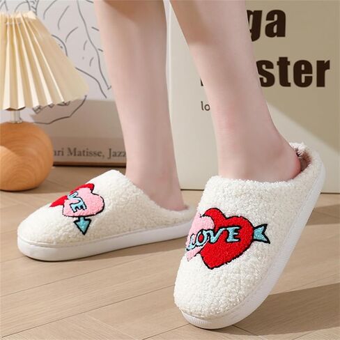 Slippers Women Fuzzy Valentines House Rose Heart Bedroom Platform Fleece Slipper Indoor Couple Warm Cozy Winter Home Non Slip Wool Lined Shoes in Kuwait