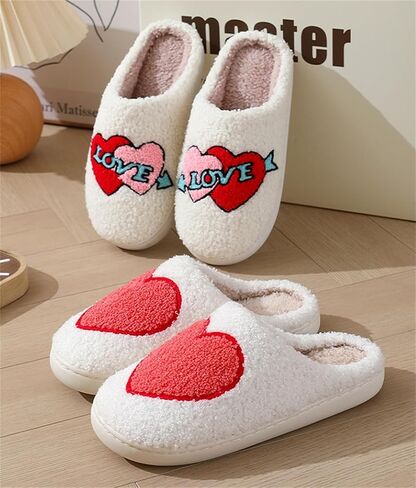 Slippers Women Fuzzy Valentines House Rose Heart Bedroom Platform Fleece Slipper Indoor Couple Warm Cozy Winter Home Non Slip Wool Lined Shoes in Kuwait