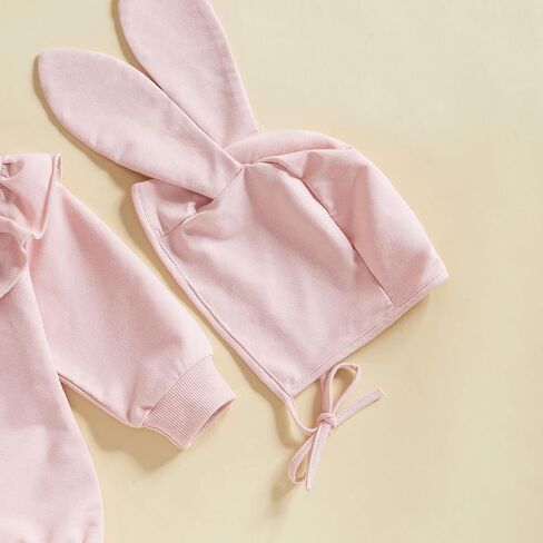 My First Easter Baby Girl Outfit Long Sleeve Romper Pompom Onesie Newborn Girl Outfits Clothes with Bunny Hat in Saudi Arabia
