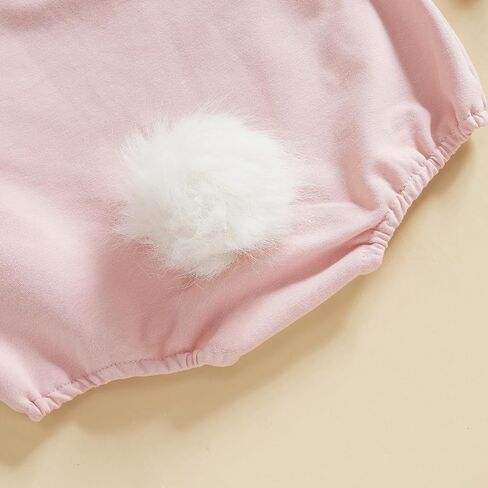 My First Easter Baby Girl Outfit Long Sleeve Romper Pompom Onesie Newborn Girl Outfits Clothes with Bunny Hat in Saudi Arabia
