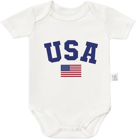 USA Flag Bodysuit 4th of July Baby Boy Girl Fall Outfit, Unisex Newborn Clothes, Babies Christmas 0-24 Month Costume in Saudi Arabia