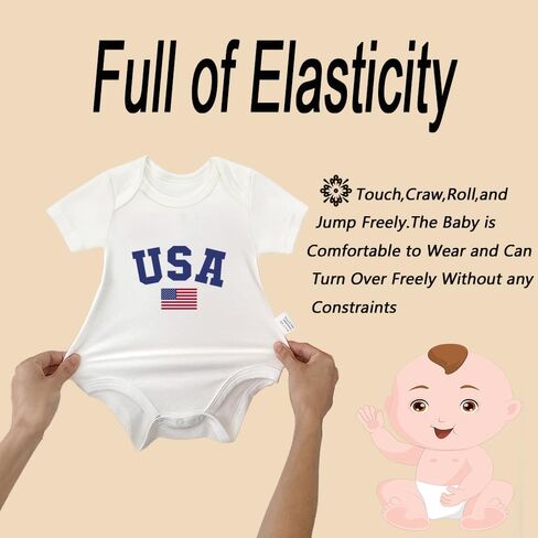 USA Flag Bodysuit 4th of July Baby Boy Girl Fall Outfit, Unisex Newborn Clothes, Babies Christmas 0-24 Month Costume in Saudi Arabia