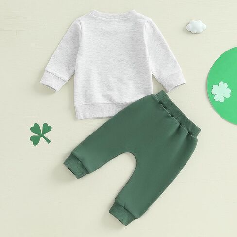 Karuedoo Toddler Baby Boy St Patricks Day Outfit Mom's Charm Luck Sweeve Sweetshirs و Pants Set 2Pcs Spring Cloths in Kuwait