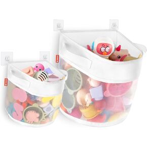 UNEEDE 2Pcak Bath Toy Organizer,Big Capacity Bathtub Toy Storage Organizer,Quick Access Bath Toy Holder For Bathtub,Baby Organizer And Storage,Quick Dry Baby Bath Toy Storage For Tub,Mesh Shower Caddy