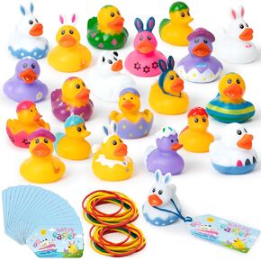 H1vojoxo Easter Rubber Ducks for Cruise - 60PCS Assorted Bunny Rubber Duckies for Kids Pool Bath Toy Bag Fillers Gifts Cruise Duck Tags Kits for Easter Basket Stuffers Baby Showers Accessories