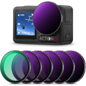 K&F Concept Push-in CPL ND Filter for DJI Osmo Action 3/4/5 Pro, 6 Pack CPL ND8 ND16 ND32 ND64 ND1000 Polarizer Neutral Density Filter Action Camera Accessories, Multi-Coated HD Optical Glass