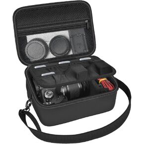 Digital Camera Case Compatible with Canon EOS Rebel T7/ 90D/ 4000D/ T100 DSLR Cameras, Also for Sony Alpha a6400/ a6100/ a6700/ a6000/ A6600/ a6300 Mirrorless, Holder for SD Card and More (Box Only)