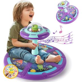 Dinosaur Sit and Spin Toy with 60 Stickers, 360°Rotate Ride on Toys for 1 2 3 4 5 6 Year Old Toddler Lights Music, Exercise Equipment Activity Toys Dizzy Spinner, Birthday for Kids