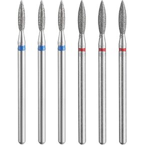 HARFINGTON 6pcs 120-140/200-230 Grits Diamond Grinding Bit 2.2/2.5mm Oval Head 2.35mm Shank Stone Sanding Drill Bits Rotary Tool for Ceramic Glass Nails Grinding Polishing