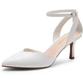 DREAM PAIRS Pointed Closed Toe Kitten Heels Stiletto Ankle Strap Women's Pumps Shoes for Women Wedding Party Dress Sandals