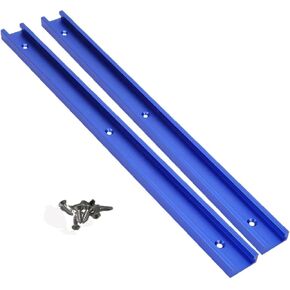 2 Pack 400mm Universal 3/4 Slot T-Track Double-Cut Profile Aluminum T-Track with Predrilled Mounting Holes and Screws, 30 Type T Track for Woodworking and Clamps,Router Table, (Blue)