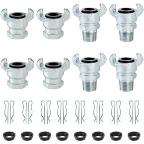 8PCS 3/4'' NPT Iron Air Hose Fitting, Universal Coupling Chicago Fitting 3/4'' for Male End, Female End