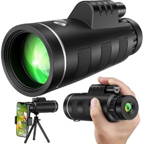 Monocular Telescope with Smartphone Adapter Clear Low Light Vision for Wildlife Hunting Camping Travelling-A24