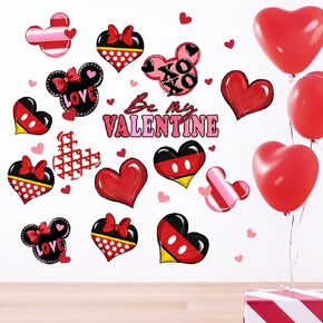 Mfault Valentine's Day Wall Decals Stickers, Be My Valentine Red Love Hearts Decorations Bedroom Art, Romantic Anniversary Wedding Home Kitchen Decor