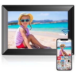 10.1 Inch WiFi Digital Picture Frame with LED Light, 1280 * 800 HD Touch Screen Smart Digital Photo Frame, 32GB Memory, Support USB/SD Card, Auto-Rotate, Share Photos/Videos Instantly via Uhale App