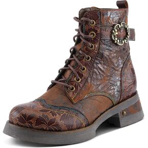 Spring Step L'Artiste Harmanni Women's Combat Bootie - Floral Accents, Fierce & Feminine Design, Empowering Style