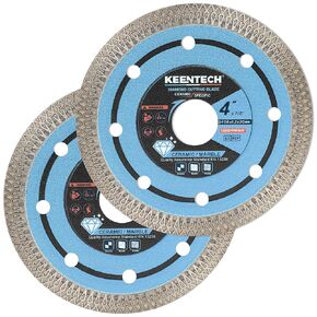 KEENTECH Diamond Saw Blades 4 inch Super Thin, for Porcelain Ceramic Tile Granite Marbles Smooth Cutting, Diamond Blade for Angle Grinder, 4" Porcelain Saw Blade (2-Pack)