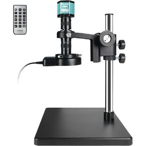 NICE-POWER Digital Microscope Large Stable Base Stand, 4K HD Quality Industrial Microscope Type-C/HDMI Interface with 150X HD Lens Adjustable Ring Light Illumination for Electronic Repair etc