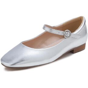 FEVERSOLE Women's Mary Jane Fashion Square Toe Padded Ankle Low Heel Slip On Flats in Saudi Arabia