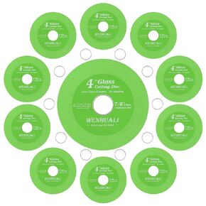 10 Pcs Glass Cutting Disc for Angle Grinder, 4" X 7/8" Glass Ceramic Diamond Cutting Disc, Ultra-Thin Saw Blade Wheel Polishing Cutting Disc for Glass, Jade, Crystal, Wine Bottles, Tile