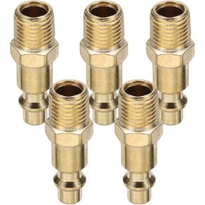 HARFINGTON 5pcs 1/4" NPT Male Industrial Air Hose Quick Connect Adapter Type M Air Coupler Plug for Air Tools and Air Compressor