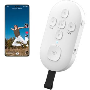 TIK Tok Bluetooth Remote Control, Page Turner for Kindle App ebooks, Smartphone Camera Remote Shutter Button, Short Videos Scrolling Ring Rechargeable, for Smartphones and Tablets(White)