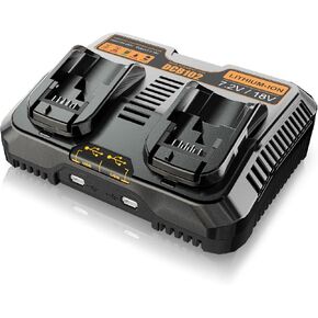 【Simultaneously Charging | 2 USB Ports】 Fast 12/20V MAX Battery Charger Replacement for Dewalt Dual Battery Charger DCB102, Double Battery Charger Compatible with Dewalt 12V/20V Max Li-Ion Batteries