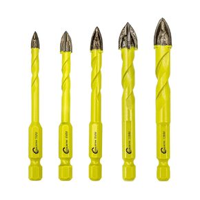 Masonry Carbide Drill Bits Set - 5pcs 5/6/8/10/12mm Tungsten Carbide Tip with Quick Change Hex Shank for Wood Plastic Masonry Ceramic Tile Concrete SANLEETEK