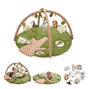 Baby Play Gym - Oversized Jungle Safari Activity Mat with 8 Detachable Toys for Sensory Development - Washable and Non-Slip Bottom - Perfect Baby Tummy Time Play Mat and Newborn Baby Gifts